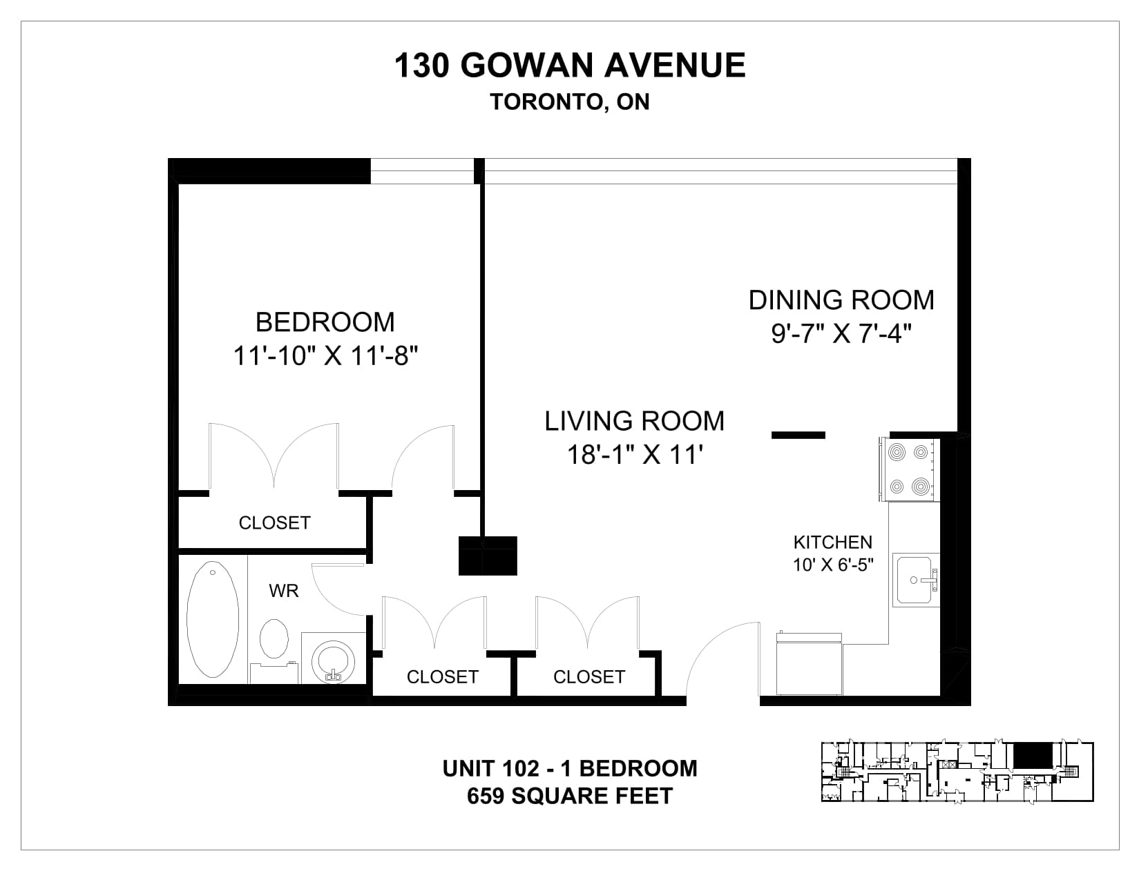 130 Gowan Ave — 1 Bedroom 0712 - Photo 2