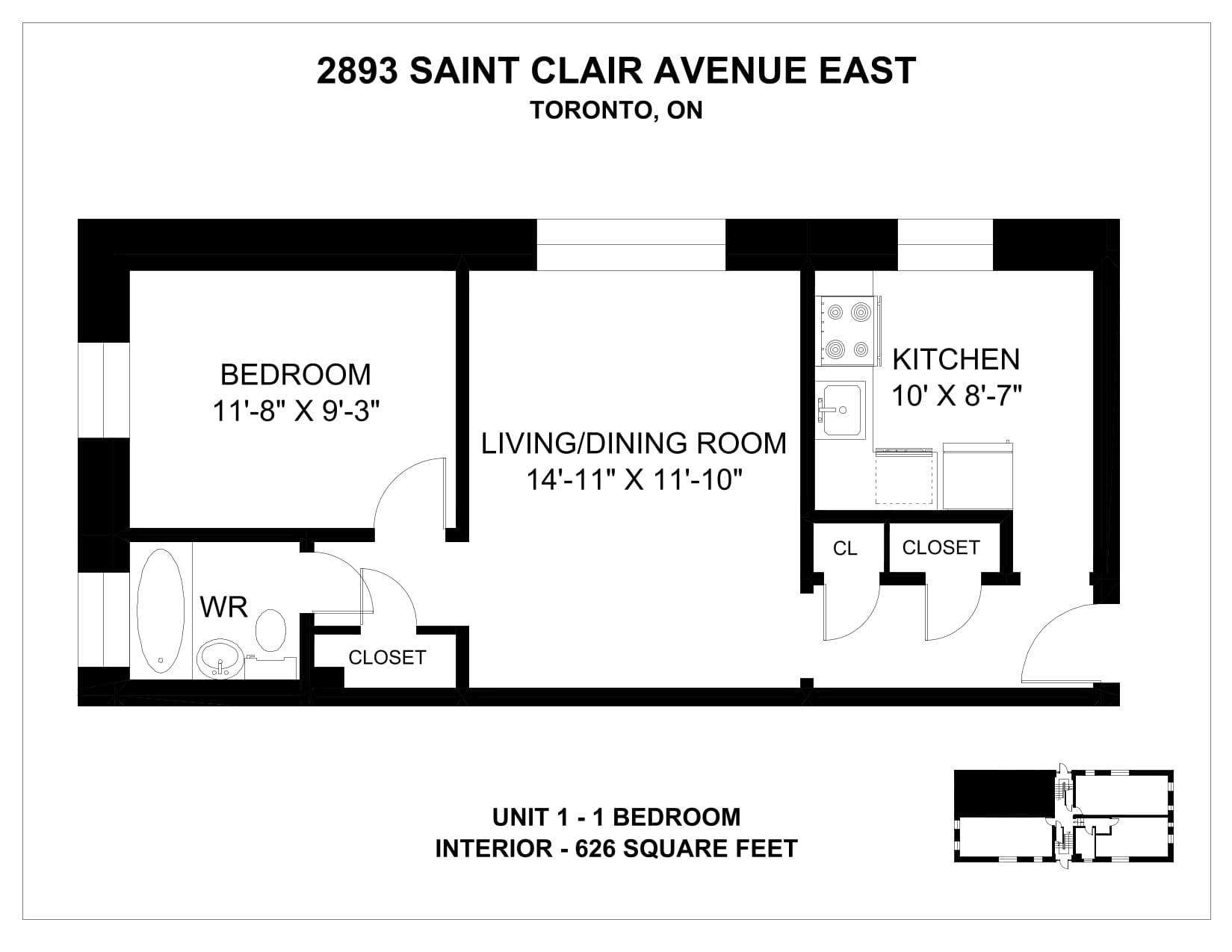 2893 & 2897 St Clair Avenue East — 1 Bedroom 2893-5 - Photo 2