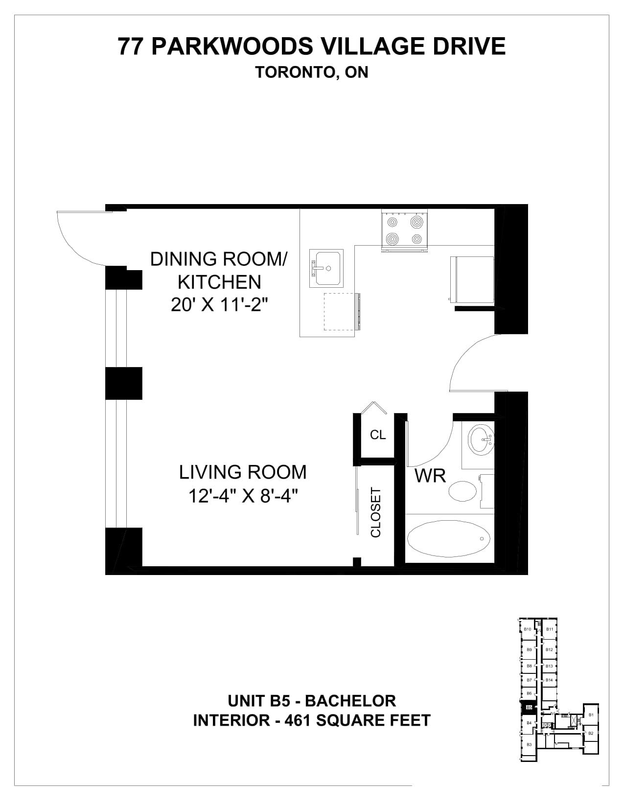 77 Parkwoods Village Drive — 1 Bedroom 208