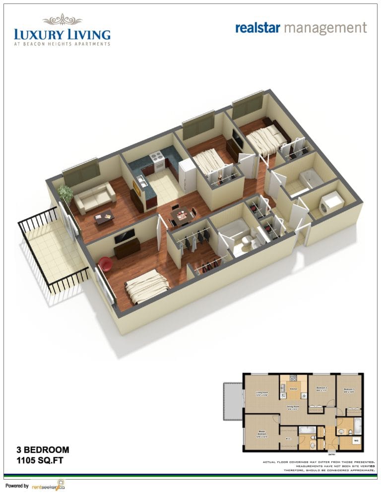 RentSeeker.ca Apartment 3-D Floor Plan for Realstar